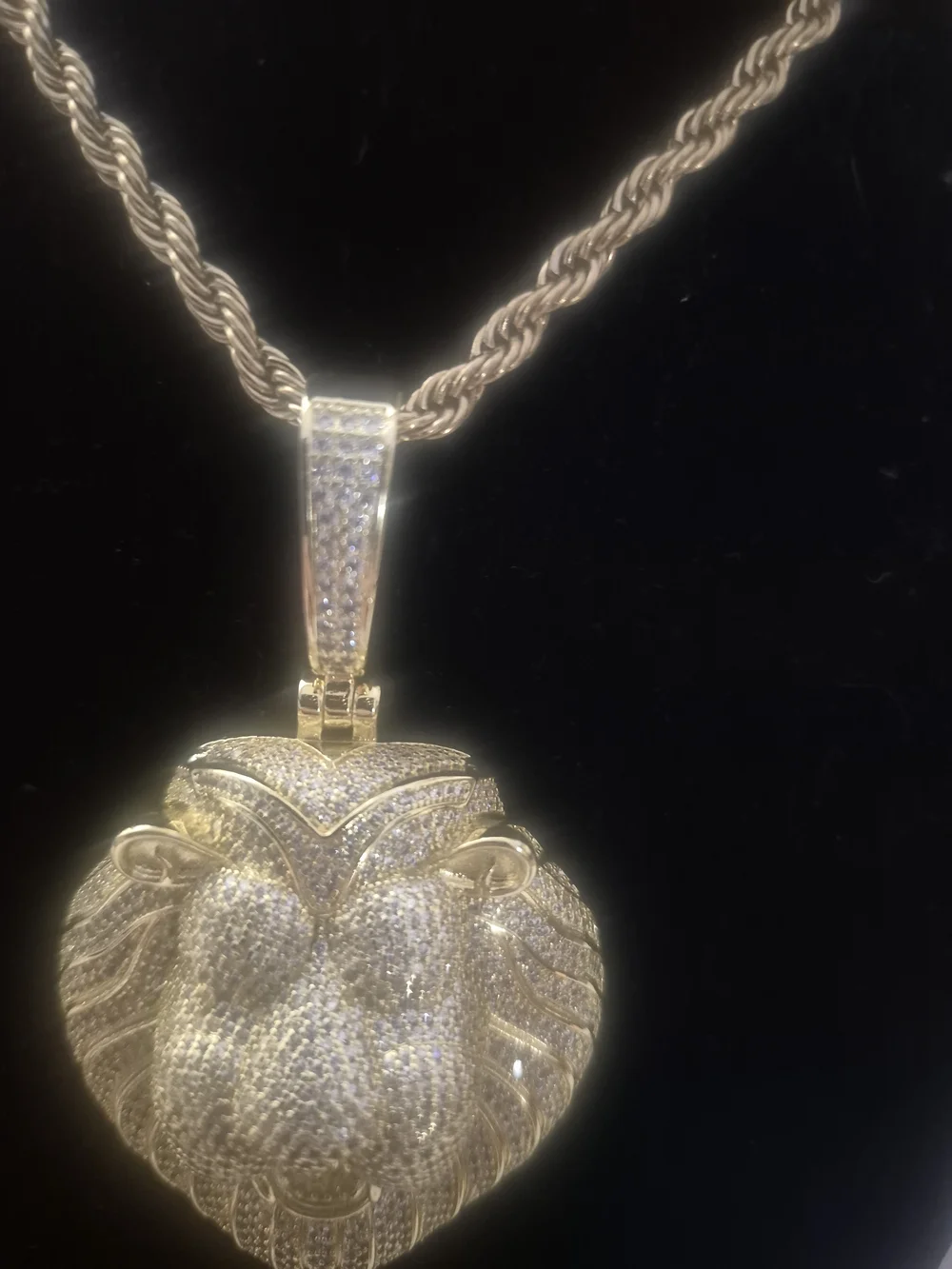 Gold Lion Head Pave Pendant